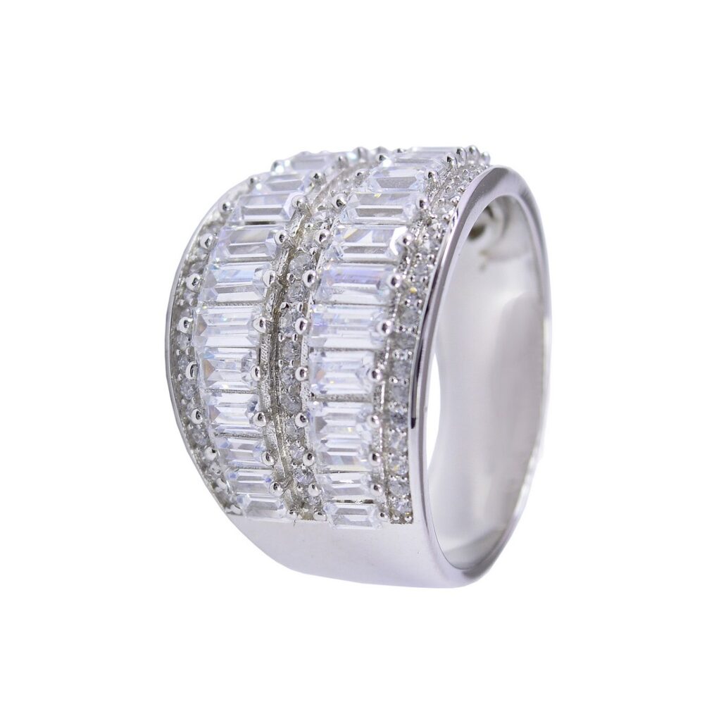 180E01-Ασημένιο δαχτυλίδι με cubic zirgon και παγιέτες